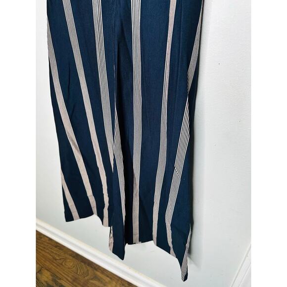 TANYA TAYLOR Dark Navy Blue Pinstripe A-Line Sleeveless Midi Dress Size Large - Picture 13 of 14